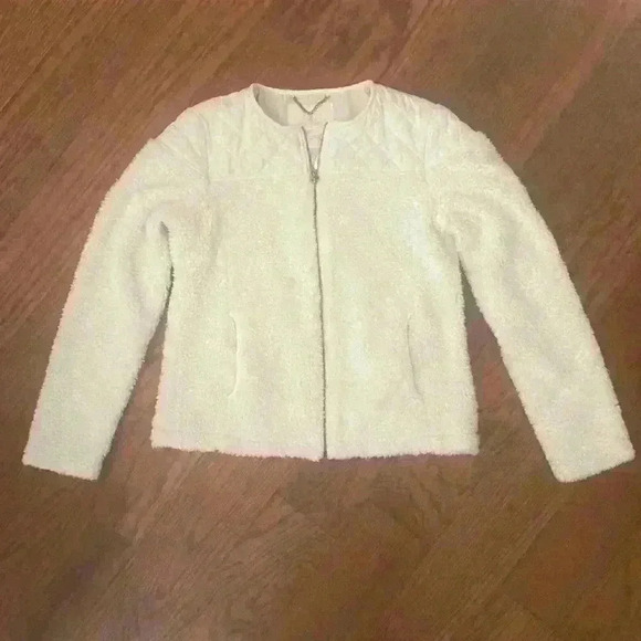 PRANA  Good Lux Quilted Jacket Teddy Sherpa Coat Diva Bomber size Large Cream - Picture 4 of 12